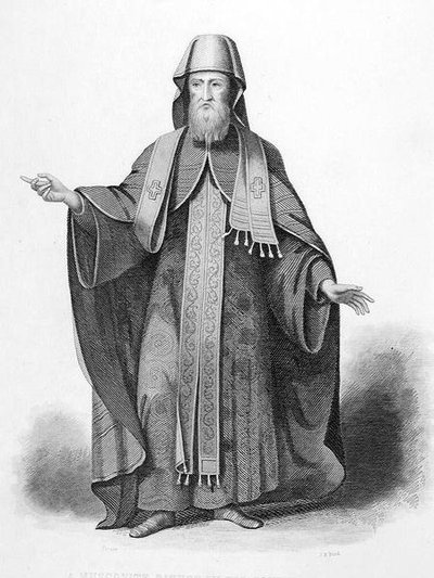 Un évêque moscovite dans son habit pontifical, gravé par J. B. Bird, de 