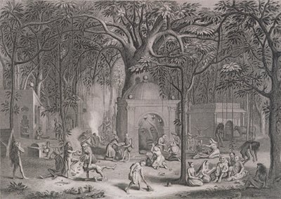 Fakirs hindous pratiquant leurs rites superstitieux, gravés par Bell, de Religion mondiale, publiée par A. Fullarton & Co. - Picart
