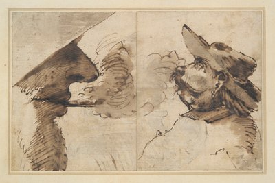Caricatures de deux têtes masculines - Pier Francesco Mola