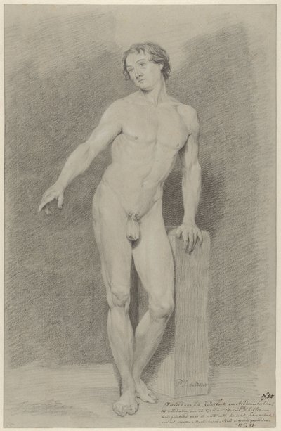 Homme nu debout, bras tendu, vers la gauche - Pier Johannes de Visser
