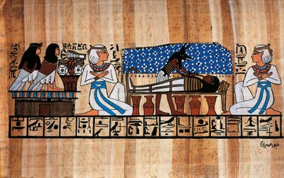 Papyrus égyptien représentant une cérémonie d