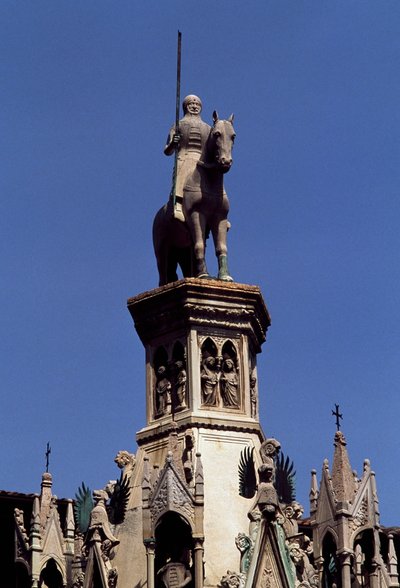 Statue équestre de Cansignorio della Scala, Tombe de Cansignorio della Scala, œuvre de Bonino da Campione, Tombeaux des Scaliger, Vérone, Vénétie, Italie - Blaise Nicolas Le Sueur