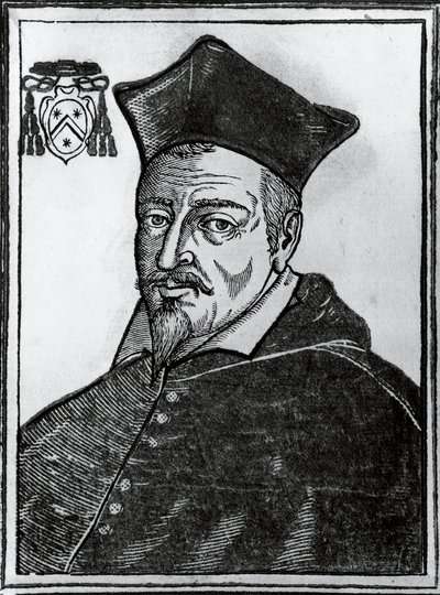 Portrait de Pierre de Bérulle (1575-1629), théologien catholique français et cardinal, gravure - Blaise Nicolas Le Sueur