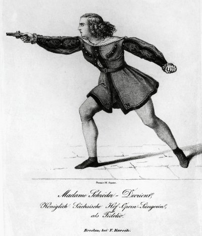 Portrait de Wilhelmine Schroder-Devrient, soprano allemande, dans le rôle de Leonora dans Fidelio ou l