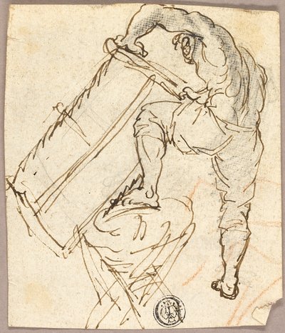 Homme sciant du bois - Pier Leone Ghezzi
