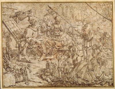 Polcinello invalide avec la goutte - Pier Leone Ghezzi