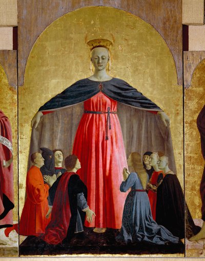 Polyptyque de la Miséricorde : la Vierge de la Miséricorde, entourée de saints (détail) - Piero della Francesca
