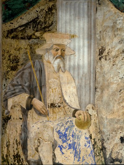 Portrait de Sigismondo Pandolfo Malatesta (1417-1468) en prière devant San Sigismondo (détail). Fresque de Pietro di Benedetto dei Franceschi dit Piero della Francesca (1422-1492) - Piero della Francesca