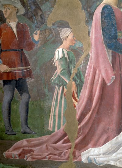 La Légende de la Vraie Croix, la Reine de Saba adorant le Bois de la Croix, serviteur (détail) - Piero della Francesca