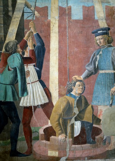 La Légende de la Vraie Croix, la Torture du Juif, Judas tiré du puits (détail) - Piero della Francesca