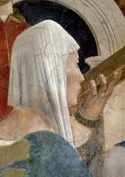 La Légende de la Vraie Croix, la Vérification de la Croix, la Reine de Saba embrassant la Croix (détail) - Piero della Francesca