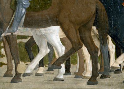 La Légende de la Vraie Croix, la Victoire de Constantin au Pont Milvius, pieds des chevaux (détail) - Piero della Francesca
