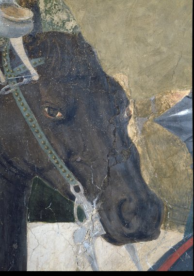 La Légende de la Vraie Croix, la Victoire de Constantin au Pont Milvius, tête des chevaux (détail) - Piero della Francesca