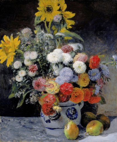 Fleurs mélangées dans un pot en terre cuite - Pierre-Auguste Renoir