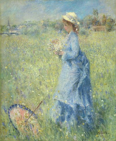 Une femme cueillant des fleurs - Pierre-Auguste Renoir
