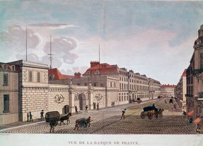 La Banque de France depuis la rue Croix-Petits-Champs à Paris (gravure) - Pierre (after) Courvoisier