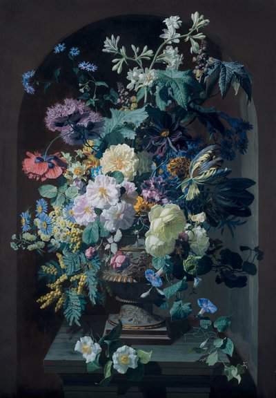 Vase de fleurs avec mimosas et vase de fleurs avec grappe de raisin (paire) - Pierre Adrien Chabal Dussurgey