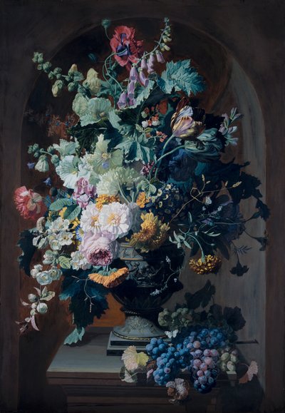 Vase de fleurs avec mimosas et vase de fleurs avec grappe de raisin (paire) - Pierre Adrien Chabal Dussurgey