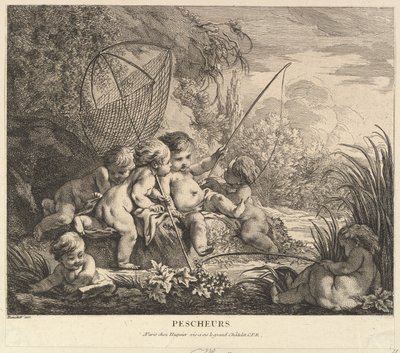 Enfants pêchant, vers 1738 - Pierre Alexandre Aveline