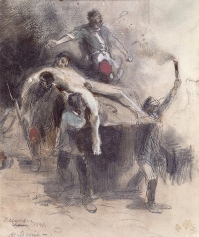 Hommes emportant un cadavre, 23 février 1848 - Pierre Andrieu