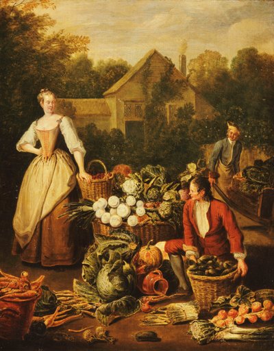 Une Servante Achetant des Légumes - Pierre Angelis or Angillis