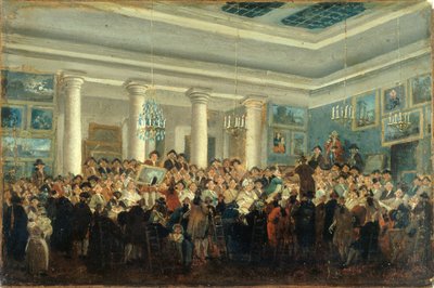 Vente publique de tableaux, vers 1785 (huile sur toile) - Pierre Antoine Demachy