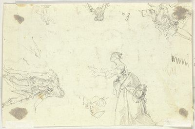 Feuille de croquis : Hommes et femmes - Pierre Antoine Mongin