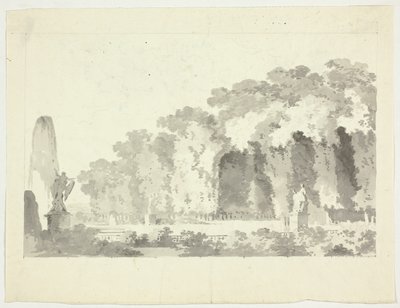 Vue du parc de Versailles : Arbres et statues - Pierre Antoine Mongin