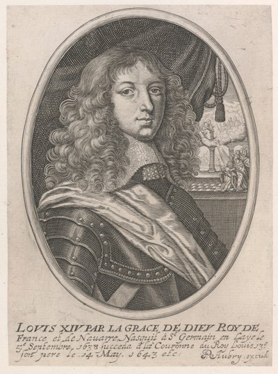 Portrait de Louis XIV (Louis XIV par la Grâce de Dieu Roi de France et de Navarre) - Pierre Aubry