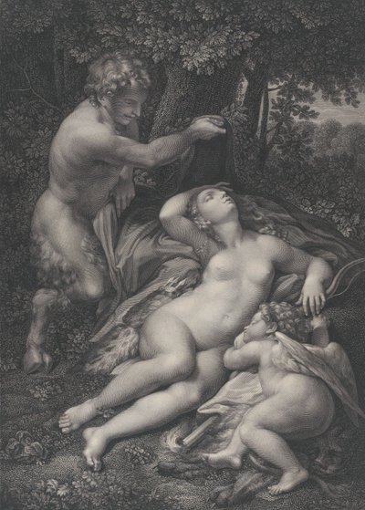Un satyre découvrant Vénus endormie, avec Cupidon à ses côtés - Pierre Audouin