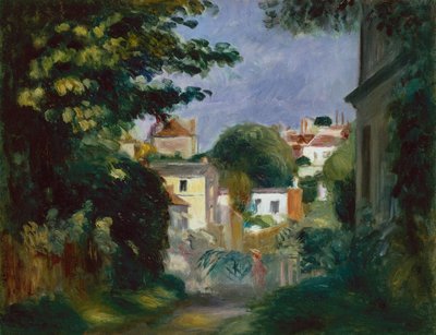 Une maison et une personne parmi les arbres - Pierre Auguste Renoir