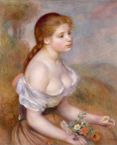 Jeune fille avec des marguerites - Pierre Auguste Renoir
