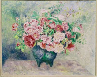 Un bouquet de fleurs (huile sur toile) - Pierre Auguste Renoir
