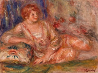 Andrée en rose étendue - Pierre Auguste Renoir