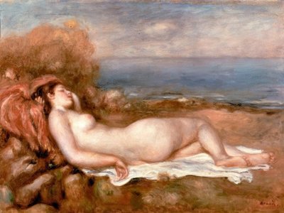 Baigneuse couchée au bord de la mer - Pierre Auguste Renoir