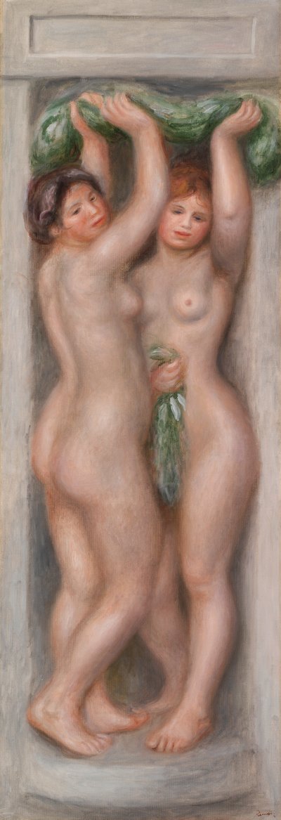 Cariatides; aussi appelé Deux baigneuses (panneau décoratif) - Pierre Auguste Renoir