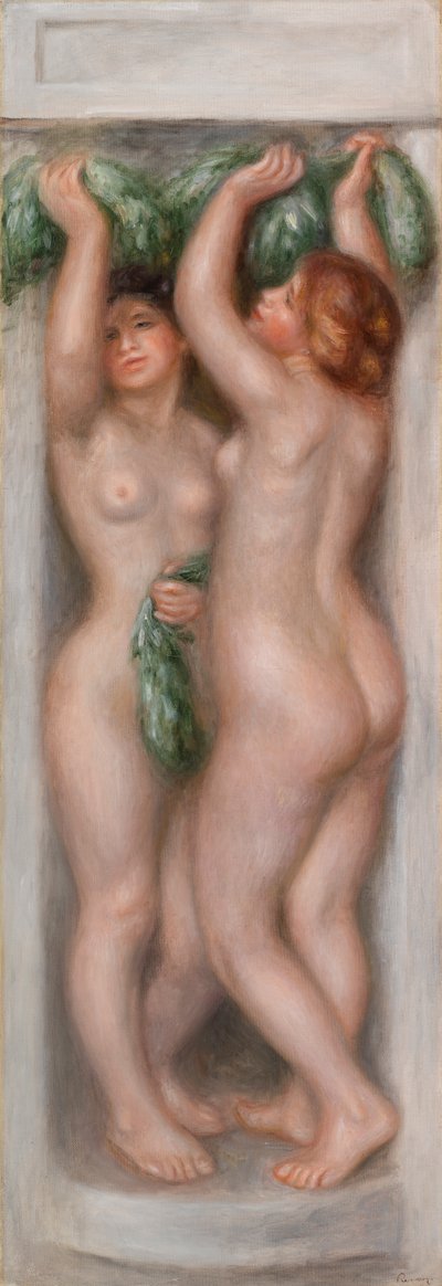 Cariatides ; aussi appelé Deux baigneuses (panneau décoratif) - Pierre Auguste Renoir