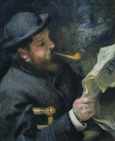 Claude Monet (1840-1926) lisant un journal, 1872 - Pierre Auguste Renoir