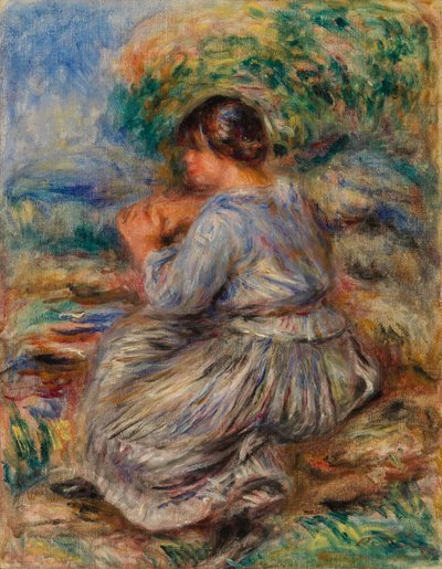 Jeune fille assise dans un jardin - Pierre Auguste Renoir