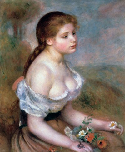 Fille avec des fleurs, vers 1900 - Pierre Auguste Renoir