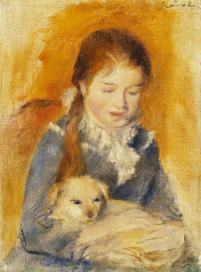 Fille avec chien; Fillette au Chien, vers 1875 - Pierre Auguste Renoir