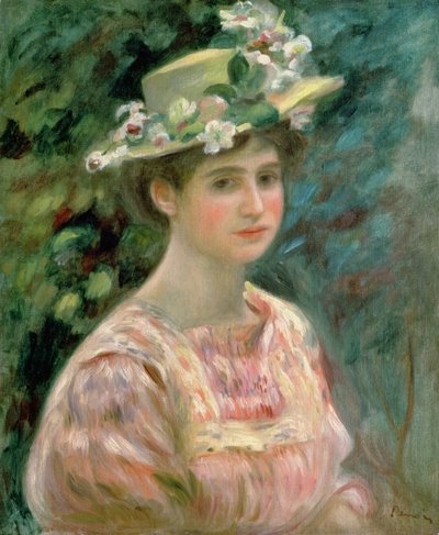 Fille avec des églantines sur son chapeau, vers 1896 - Pierre Auguste Renoir