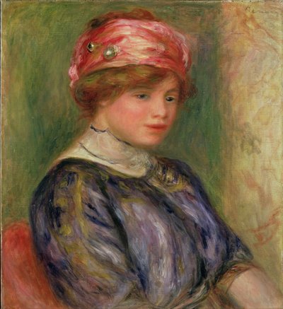 Fille au chapeau rose - Pierre Auguste Renoir