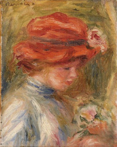 Jeune femme au chapeau rouge - Pierre Auguste Renoir