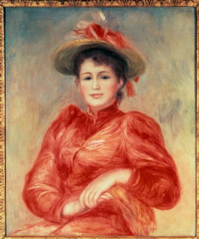 Jeune femme au corsage rouge - Pierre Auguste Renoir