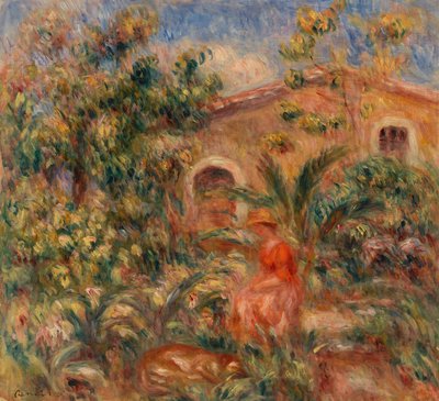 Femme et chien dans un paysage - Pierre Auguste Renoir