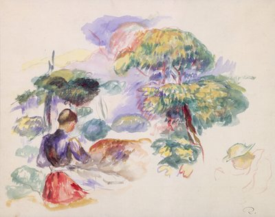Paysage avec une fille - Pierre Auguste Renoir