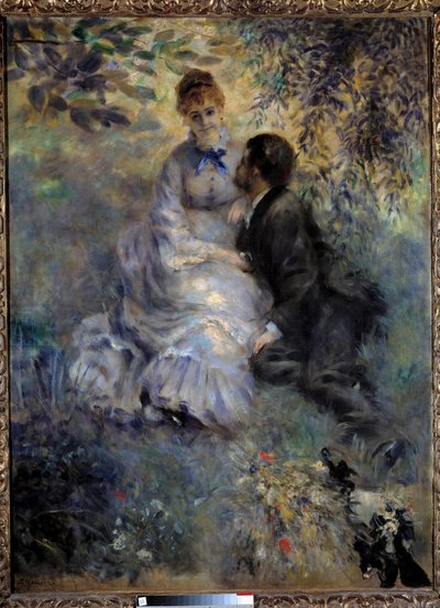 Amoureux. Couple assis dans un jardin - Pierre Auguste Renoir