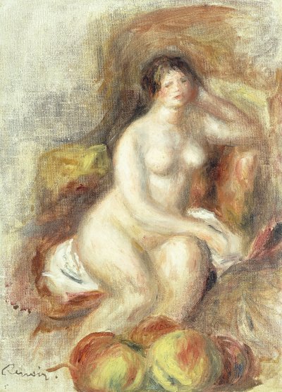 Femme Nue Assise et Pommes - Pierre Auguste Renoir