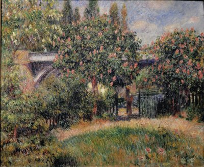 Le pont ferroviaire à Chatou ou les marronniers roses - Pierre Auguste Renoir